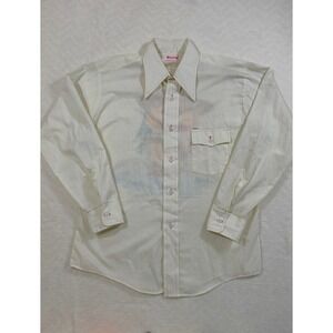Bread Button Down Shirt Mens L Cream Excellent Hand Painted Duck Vintage 70s
